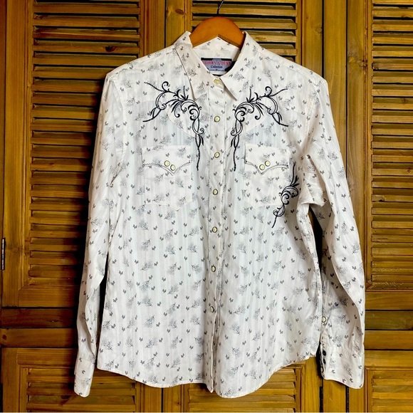 Brooks and Dunn panhandle slim western pearl snap, bling, embroidered SZ-XL - Picture 1 of 10